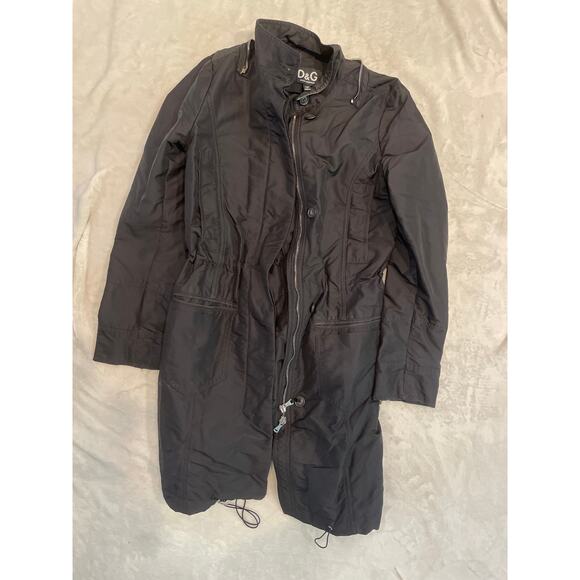 DOLCE & GABBANA Light Rain Parka Jacket with Pockets Size 36 Black Long Sleeve - Picture 1 of 10